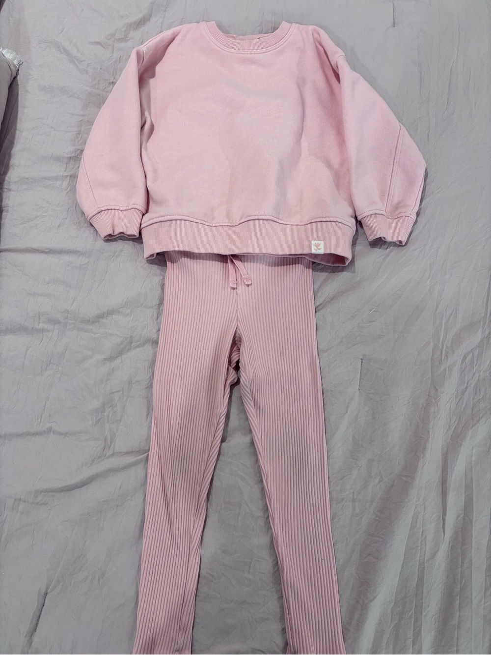 Zara Light Pink Ribbed Leggings and Sweatshirt Set